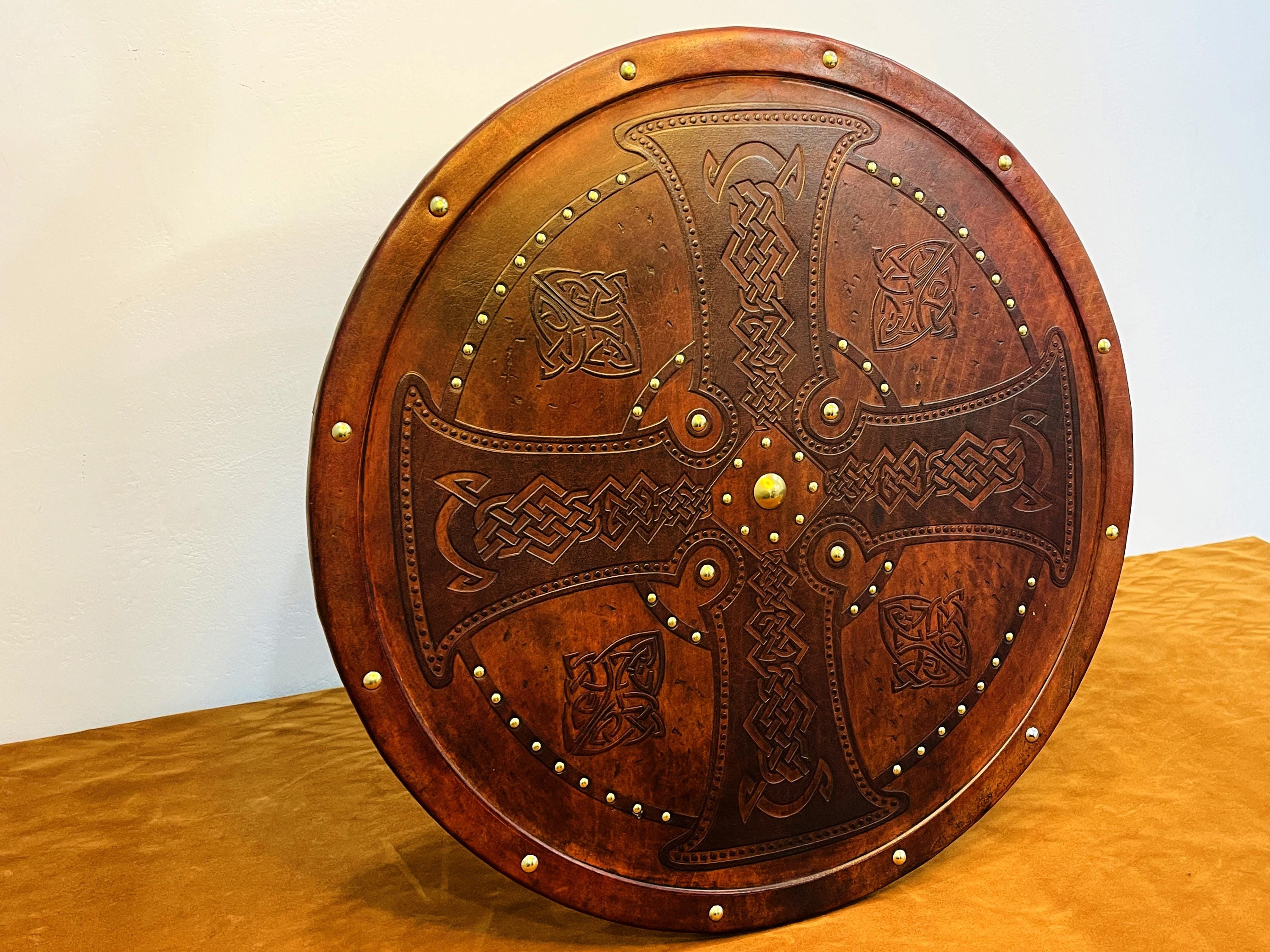 Handmade Leather Celtic Cross Shield: Viking Home Decor - Etsy