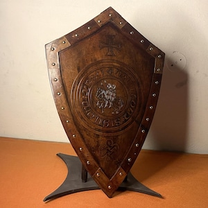Medieval Templar Knight Leather Shield: Cosplay Heater Shield