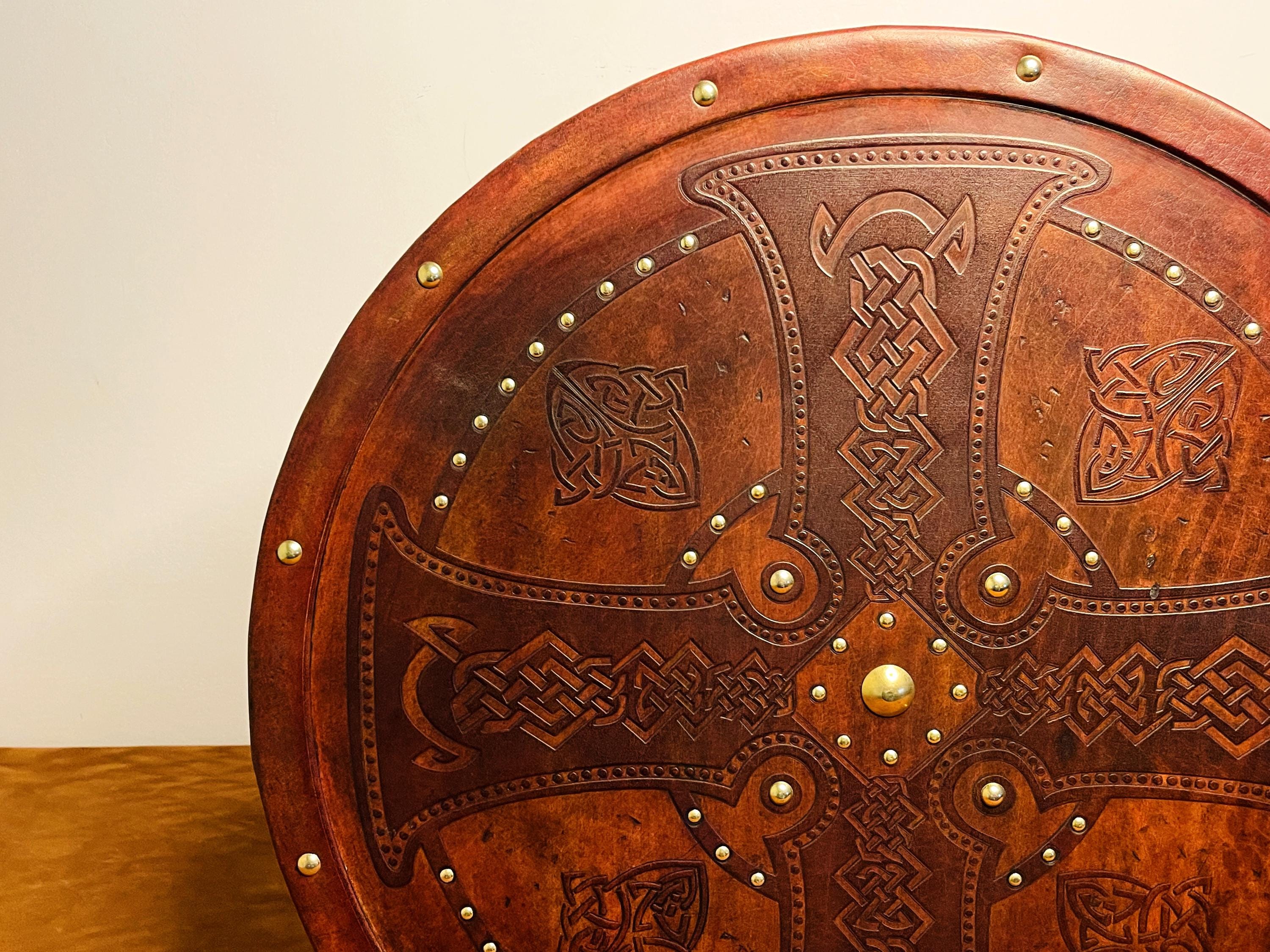 Handmade Leather Celtic Cross Shield: Viking Home Decor - Etsy