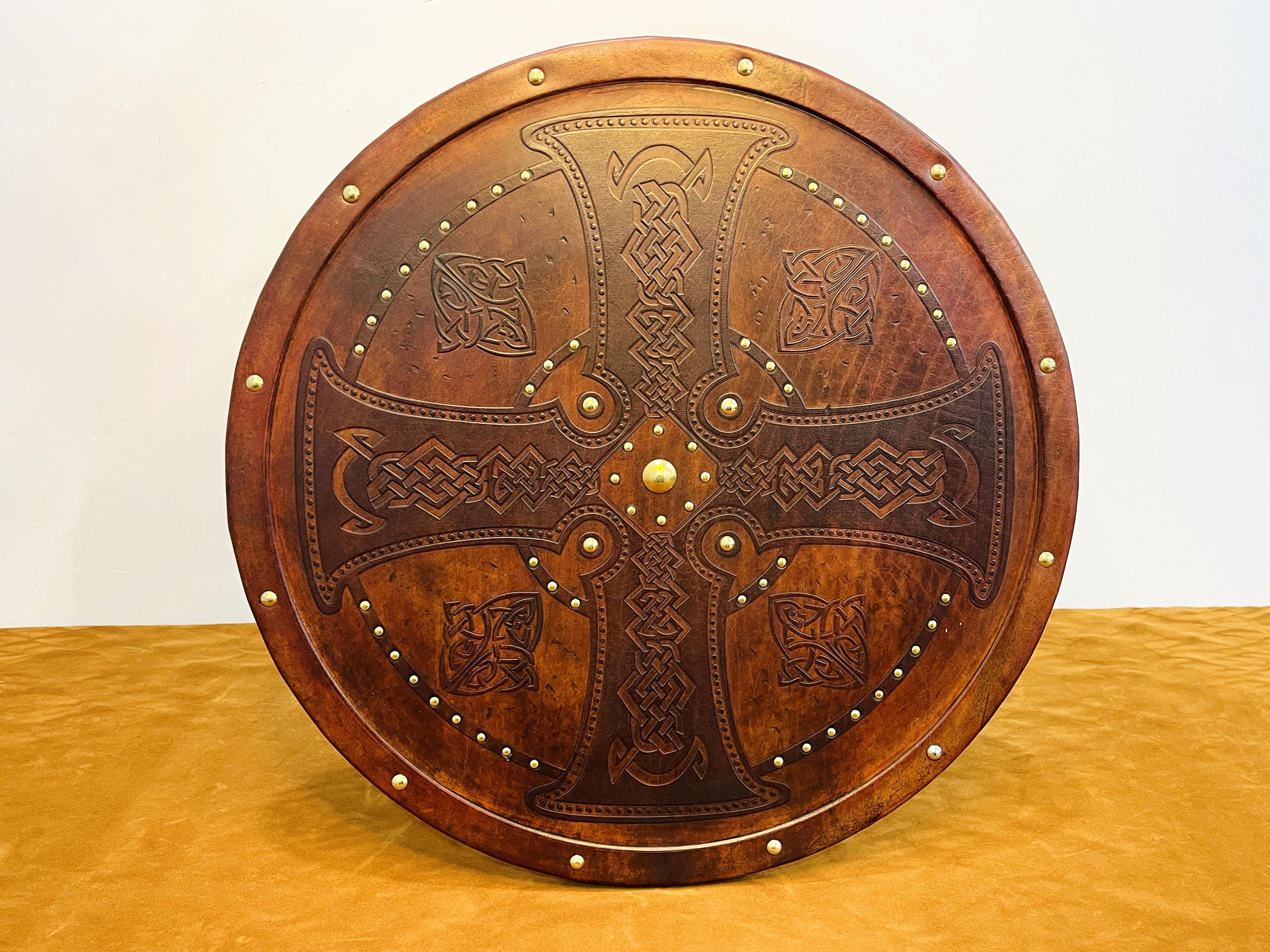 Handmade Leather Celtic Cross Shield: Viking Home Decor - Etsy