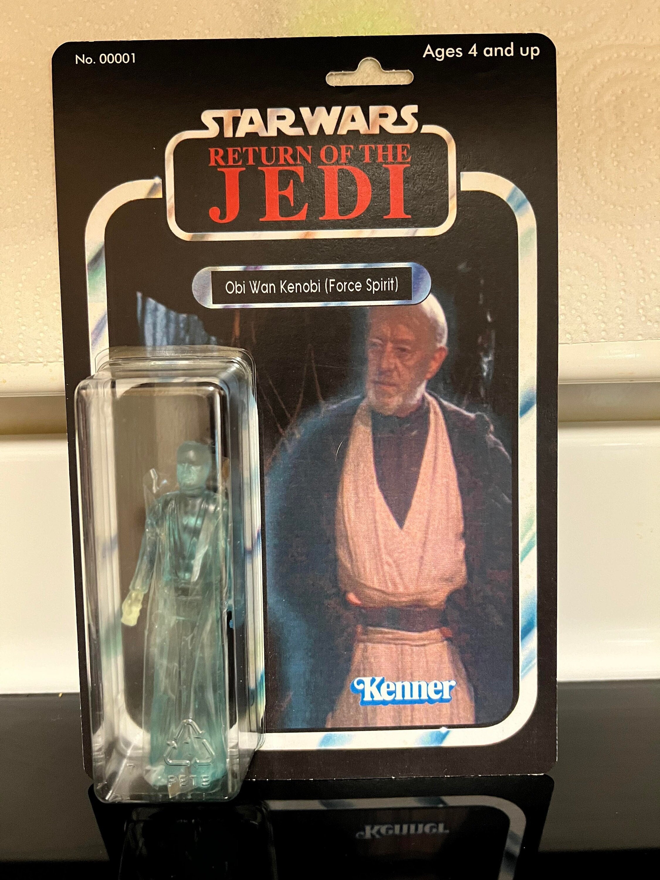 Star Wars Vintage Obi-wan Kenobi Force Ghost, Custom Carded Kenner