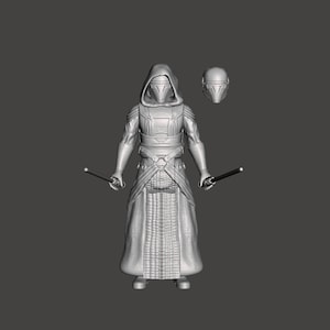 Star Wars Darth Revan KOTOR, 3D printed custom model 3.75&quot; action figure kit 1/18 (unpainted/unassembled).