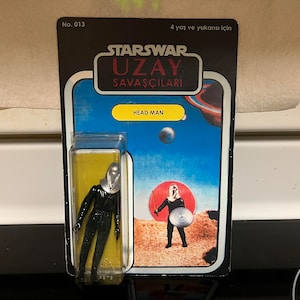 Star Wars vintage Uzay Head Man (silver), custom carded Kenner action figure.