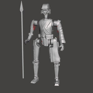 K&ouml;nnte beinhalten: Eine graue, artikulierte Actionfigur eines Kriegers, der eine Lanze h&auml;lt. Die Figur tr&auml;gt einen Helm, eine R&uuml;stung und eine lange Robe.