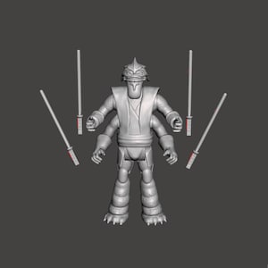 Star Wars Clone Wars General Pong Krell Jedi Master, 3D printed custom model figure kit (unpainted/unassembled). Black series 6”