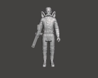 Vintage Dune movie, custom Harkonnen soldier, unmasked trooper action figure. Kenner style 3.75", 1/18 articulated figure model. UNPAINTED