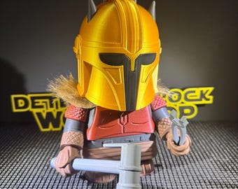 0132 The Armorer Chunker – Mandalorian Inspired Figurine | 3D Printed Star Wars Collectible | Geeky Chunker Gift | Sci-Fi Decor