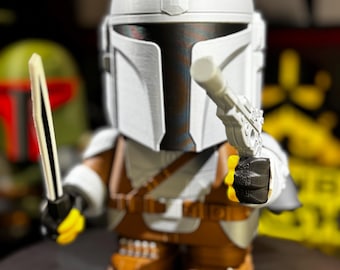 The Chunkalorian – Star Wars Mandalorian Chunker Figurine | 3D Printed Collectible | Geeky Gift for Sci-Fi Fans