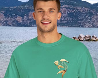 Golden Fish Graphic T-Shirt: Minimalist Unisex Design