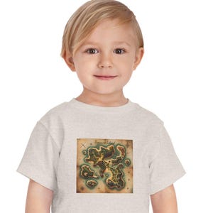 Camiseta de manga corta para niños pequeños con diseño de Adventure Island, regalo con mapa pirata para niño, camiseta informal divertida para niños, temática de búsqueda del tesoro, camiseta náutica para niños