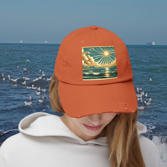 Vintage Sun Sea Sky Cap: Distressed Cotton Twill Beach Hat - Etsy