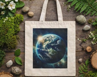 Earth From Space Canvas Tote Bag: Eco-Friendly Astronomy Gift