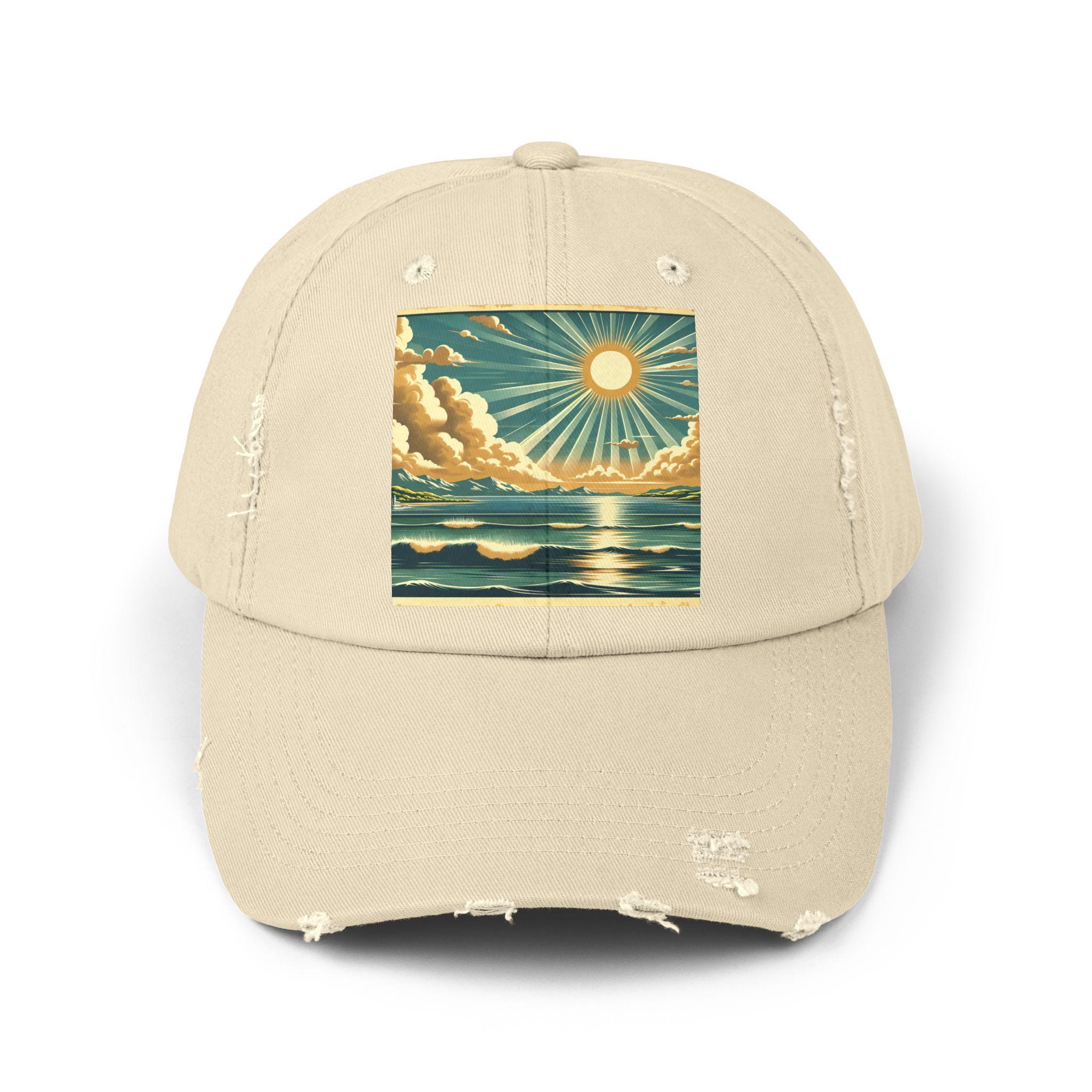 Vintage Sun Sea Sky Cap: Distressed Cotton Twill Beach Hat - Etsy