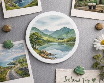 アイルランドの風景 水彩画 ダイカットマグネット | アイルランドの風景マグネット