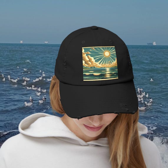 Vintage Sun Sea Sky Cap: Distressed Cotton Twill Beach Hat - Etsy