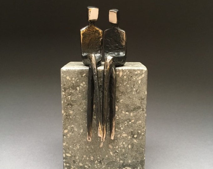 Organic textured bronze sculpture of gay men. An epic anniversary gift!