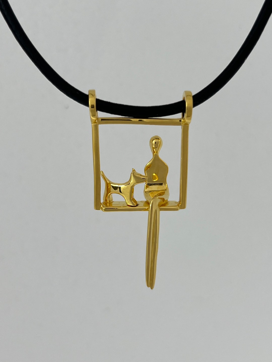 Sterling Silver Dog Mom Pendant | Woman and Dog on Swing Necklace - Etsy