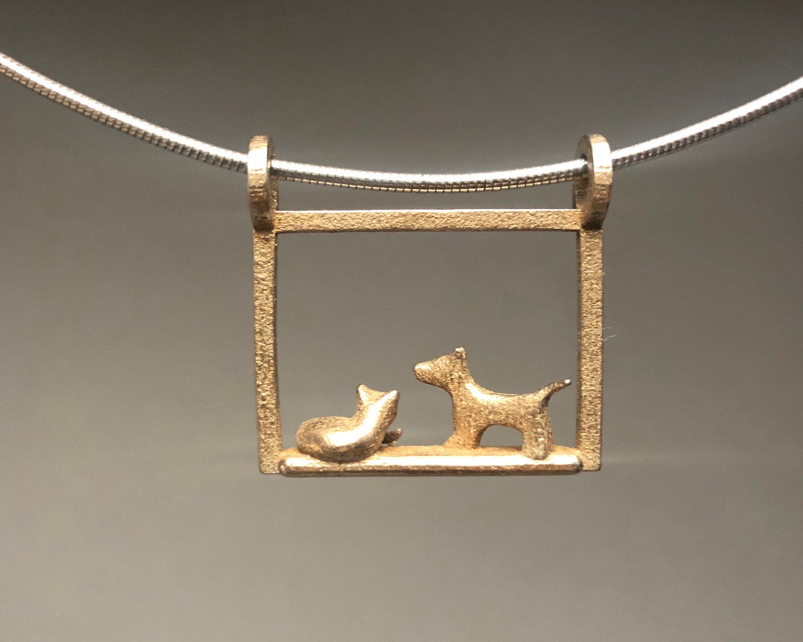 Dog and Cat Pendant Pet Lover Necklace Cat and Dog Jewelry Etsy