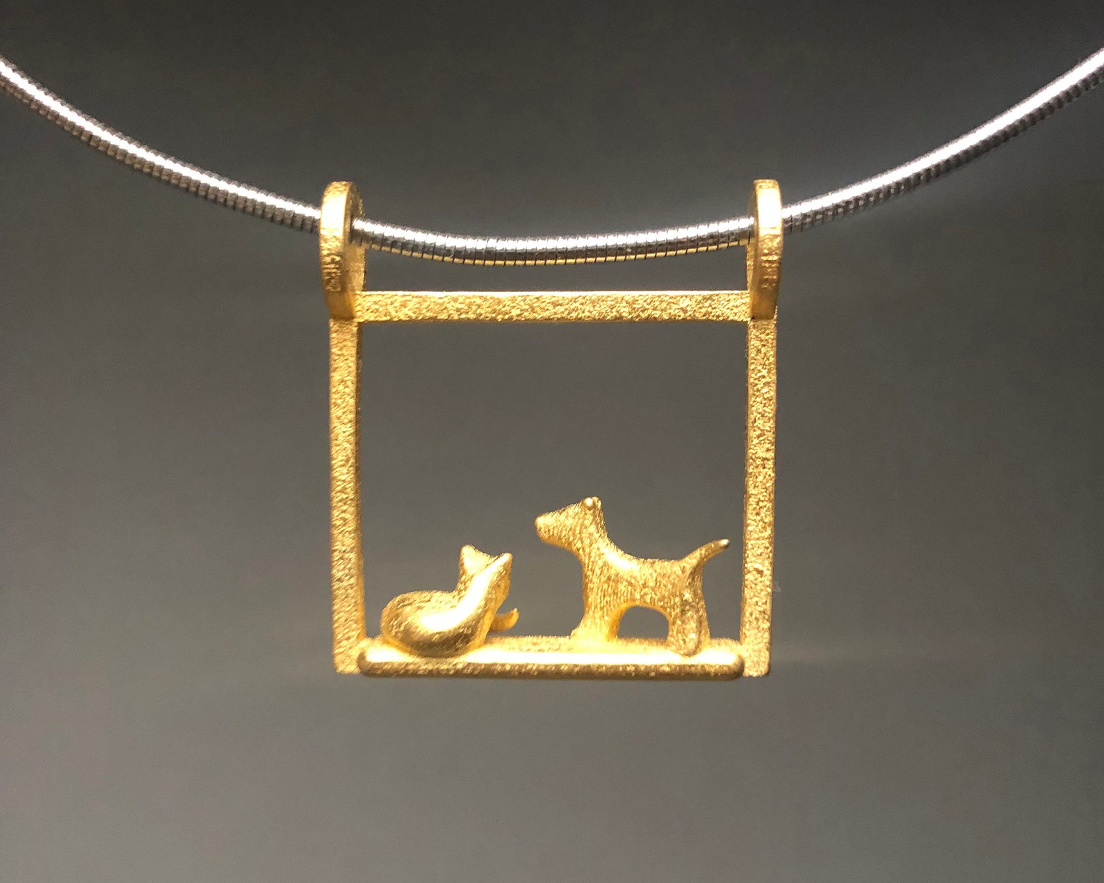 Dog and Cat Pendant Pet Lover Necklace Cat and Dog Jewelry Etsy