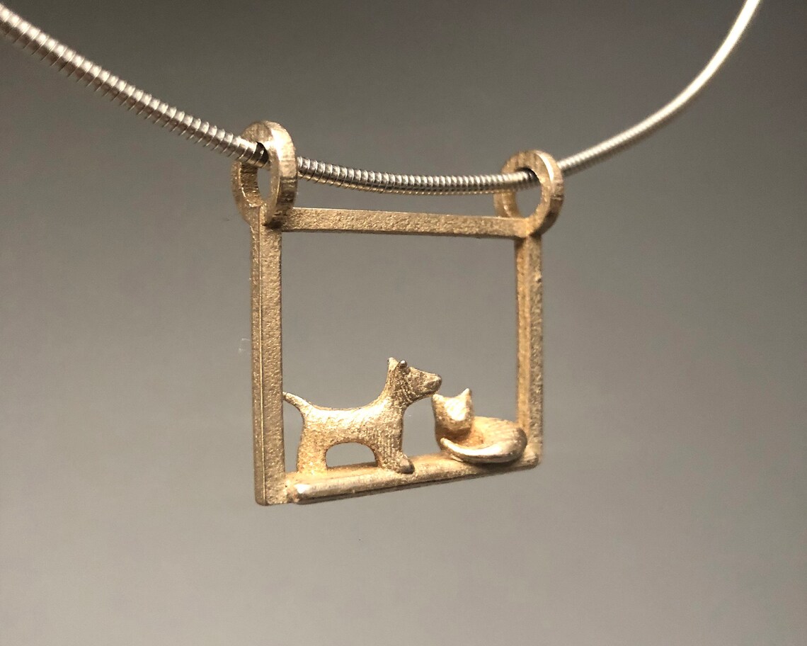 Dog and Cat Pendant Pet lover necklace Cat and Dog Jewelry Etsy
