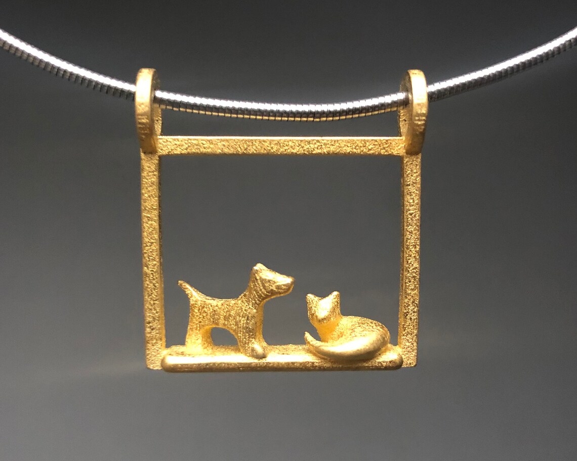 Dog and Cat Pendant Pet lover necklace Cat and Dog Jewelry Etsy