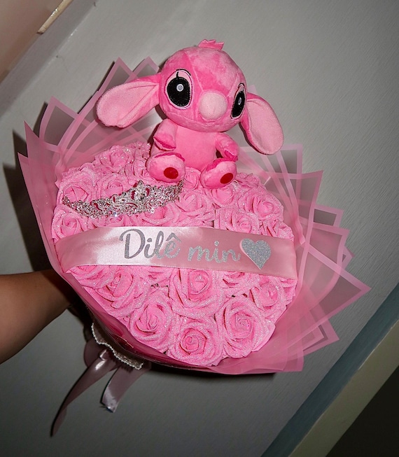 Stitch Angel Plush Bouquet  Elegant Gift DIY Glitter Handmade Rose Bouquet  in Pink With Glitter | Eternal Infinity Roses - Etsy Denmark
