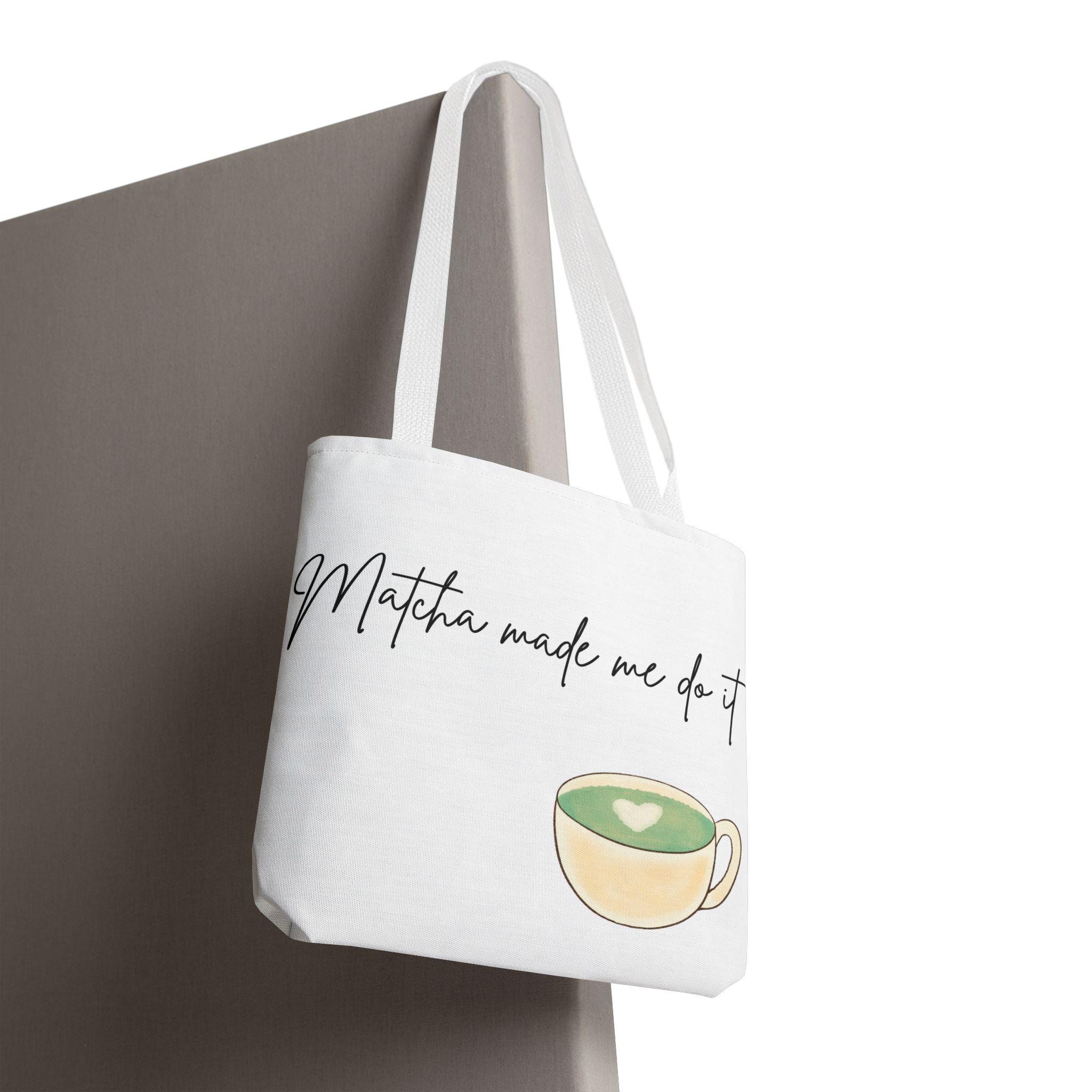 MATCHA MADE ME do it - Printed Tote, Spun Polyester Bag with Cotton Straps, Multiple Handle Colors, High-End