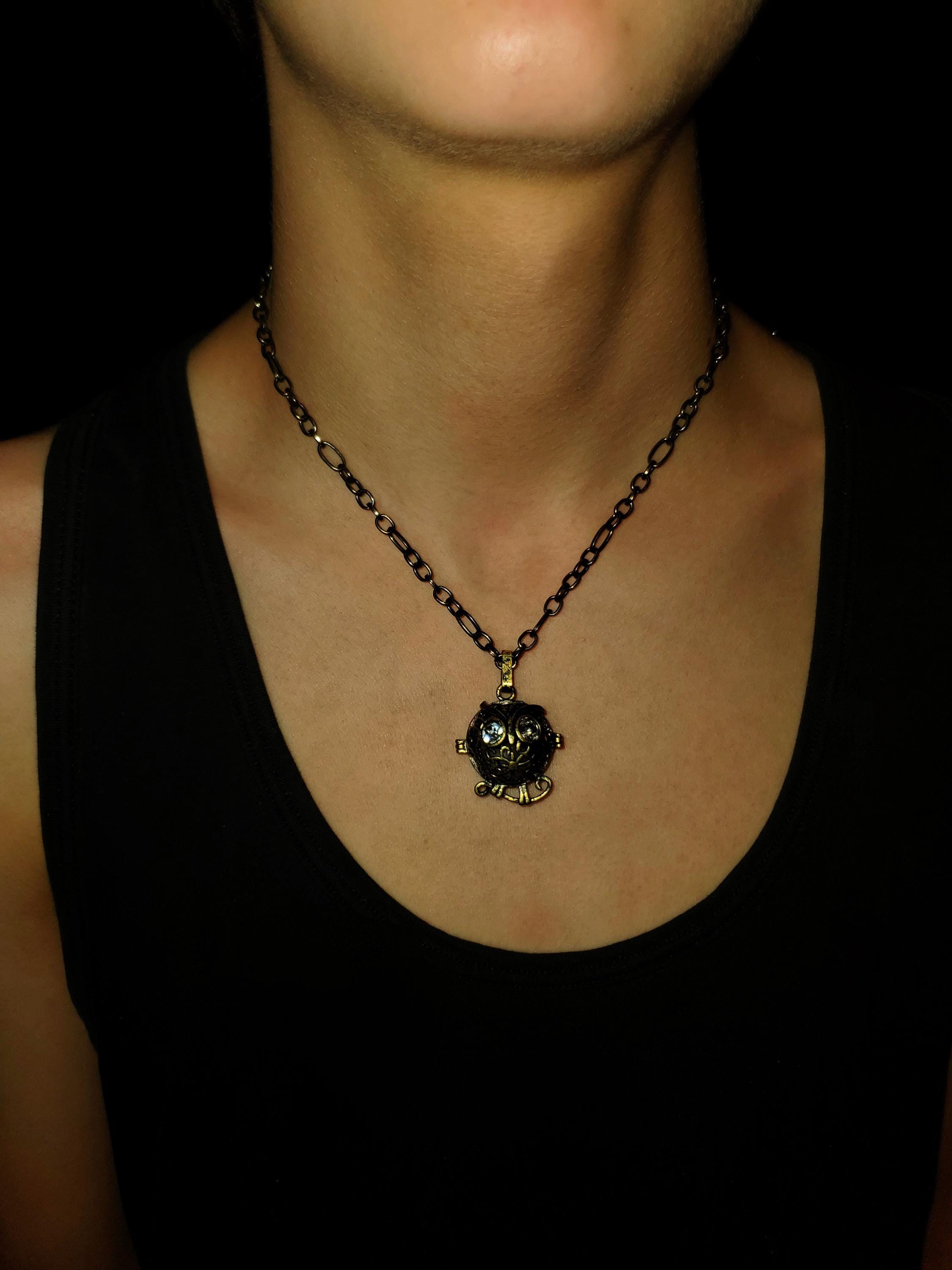 Natural Quartz Steampunk Bronze Owl Locket