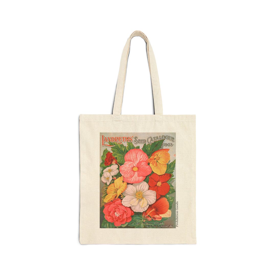 Vintage Floral Seed Catalog Tote Bag Nasturtiums 2 Ecofriendly