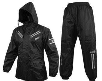 Traje de lluvia impermeable para motocicleta BYKR para hombres y mujeres, transpirable, resistente al viento, para ciclismo y protección al aire libre.