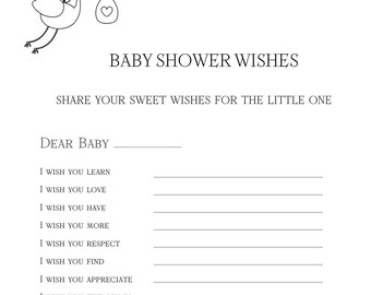 Deseos para baby shower para bebés / Actividad imprimible para baby shower / Plantilla de recuerdo