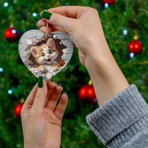 Personalized Orange Cat Christmas Ornament , Cute Ginger Cat Ceramic Decoration, Custom Holiday Gift for Cat Lovers & Pet Owner