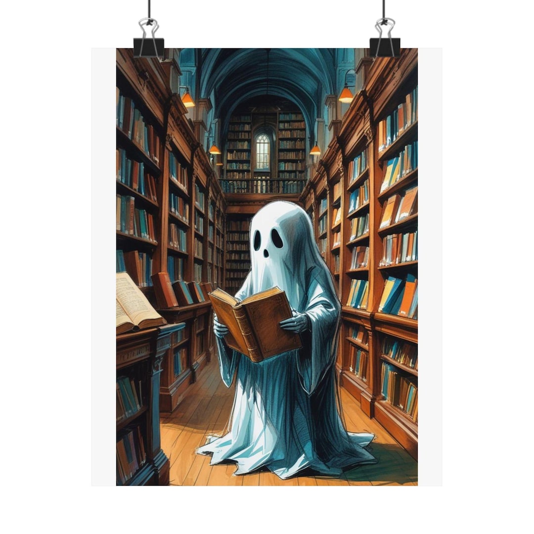Ghost Library Art Print: Vintage Spooky Halloween Decor - Etsy