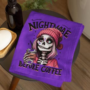 Essuie-mains d&#39;Halloween femme squelette : déco L&#39;Étrange histoire du café