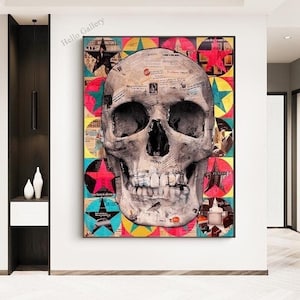 Skull Pop Art Abstract Graffiti Canvas Painting A Bold and Eye-catching Wall Decor for Your Living Room
