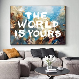 Graffiti Funny Genesis The World Is Yours Masked Man Wall Art Canvas Painting Poster Modern Living Room Home Decor