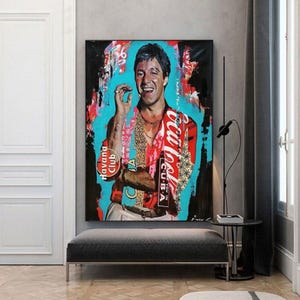 Scarface - Tony Montana Movie Character Graffiti Poster Scarface Pop Art Canvas Painting Street Wall Art Pictures for Home Living Room Decor