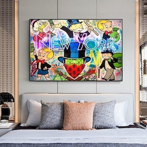 New York Alec Monopoly Graffiti Art Paintings On The Wall Art Posters And Prints Money Street Art