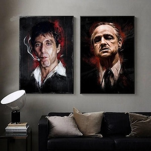 Gangster Film Characters Scarface Godfather Abstract Art Canvas Painting Movie Wall Art Picture Home Decor