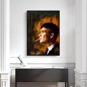 Portrait Tommy Shelby Peaky Blinders Graffiti Wall Art Canvas Painting Decoration