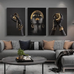 Black Hands Holding Silver Jewelry Wall Art Posters And Prints Modern African Art Canvas Paintings Home Wall Decor