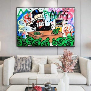 Alec Monopoly Rich Money Man Canvas Painting On The Wall Art Posters And Prints Graffiti Art