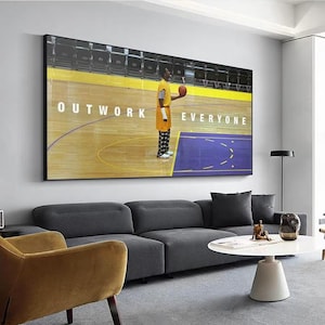 Kobe Bryant Basketball Athlete Poster Outwork Everyone Quote Canvas Wall Art Gym Decor Sports Print