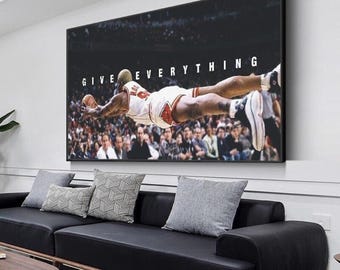 NBA - Give everything Dennis Rodman Motivationszitat Basketball Leinwandmalerei Wandkunst