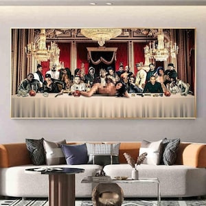 Rap Legends Last Supper Canvas Wall Art Urban Hip Hop Music Icons Poster Print Modern Street Style Artwork For Living Room Decor