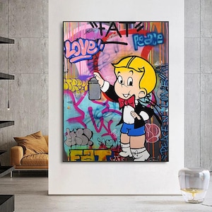 Alec Monopoly Rich Money Graffiti Art Canvas Painting Wall Art Pictures for Living Room Wall Decoration