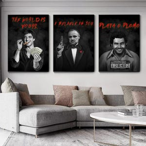 Mafia Bosses Scarface And Escobar Wall Decor Motivational Posters Gangster Movie Godfather Canvas Art Portrait