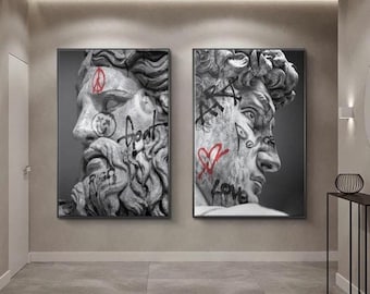 Vintage Klassische Graffiti Kunst Statue Leinwand Wand Kunst Gemälde Skulptur Statue Graffiti Art Criss Bellini