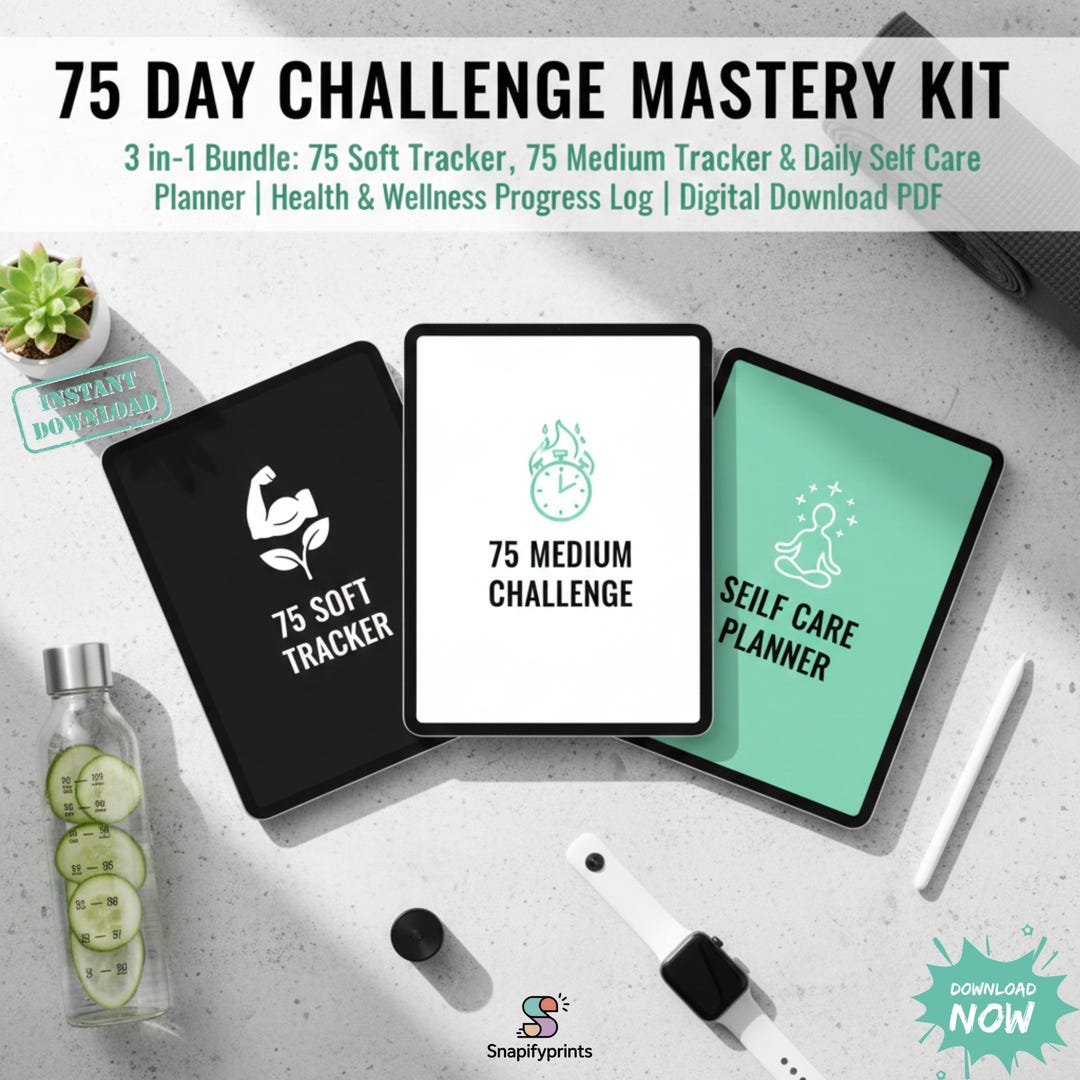 75 Day Challenge Mastery Kit | 75 Soft, Medium Trackers, Self Care ...