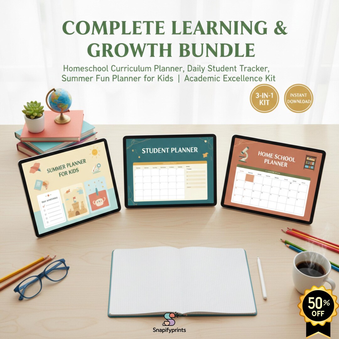 Homeschool Planner Bundle | Student Tracker, Summer Fun (digital ...